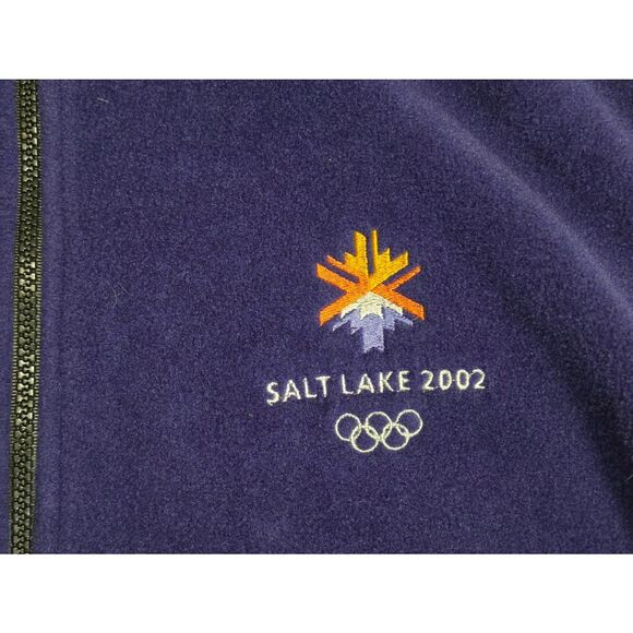 2002 WINTER OLYMPICS FLEECE VEST MENS LARGE PURPLE SALT LAKE FULL ZIP MARKER - Picture 2 of 6